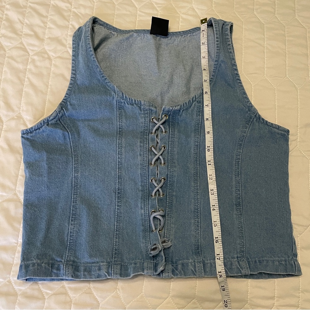 La Armario Lace Up Jean Vest Large - Picture 6 of 6